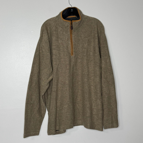 ORVIS Simooon Tweed Quarter Zip Leather Patch XL Men’s Olive Sweater - Picture 1 of 7